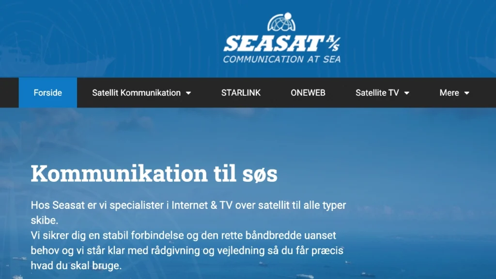 SEASAT hjemmeside forside