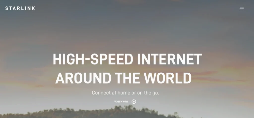 Starlink hjemmeside forside