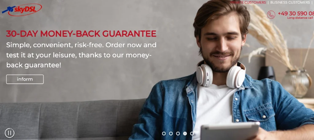 skyDSL hjemmeside forside