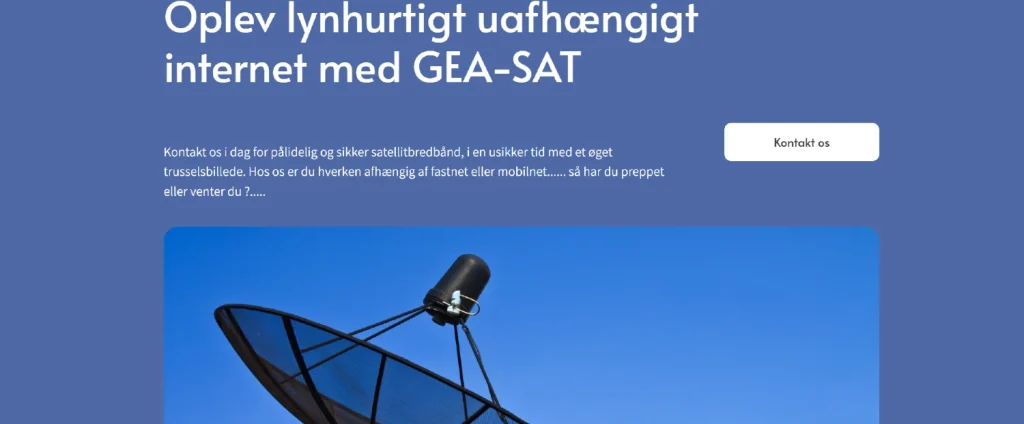 GEA-SAT hjemmeside forside