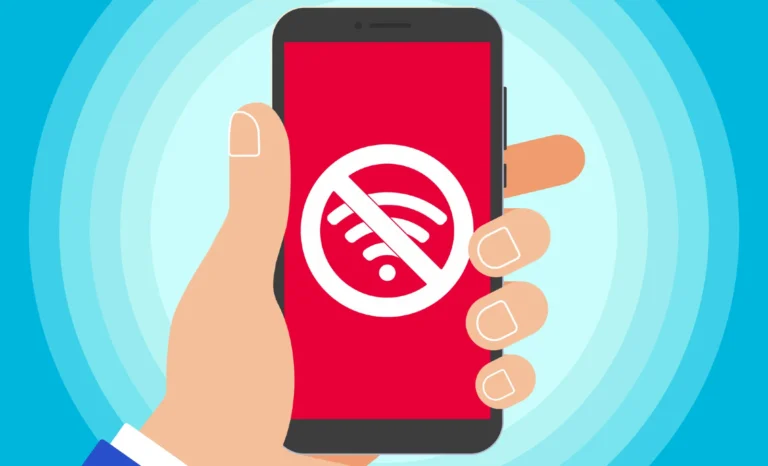 Illustration af mobiltelefon uden mobildata